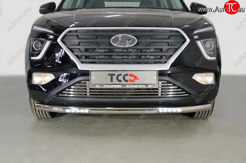 36 299 р. Защита переднего бампера нижняя с ДХО 60,3 мм ТСС Тюнинг  Hyundai Creta  SU (2020-2022) (нержавейка)  с доставкой в г. Пермь