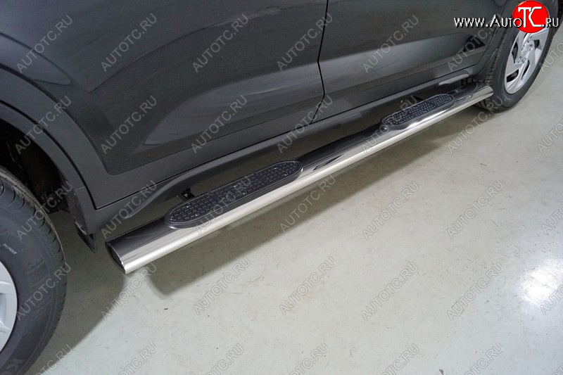 42 999 р. Пороги овальные с накладкой 120х60 мм  Hyundai Creta  SU (2020-2022) (серые)  с доставкой в г. Пермь