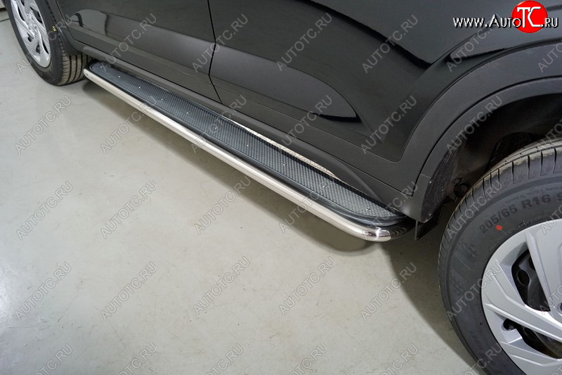 40 999 р. Пороги с площадкой 42,4 мм ТСС Тюнинг  Hyundai Creta  SU (2020-2022) (нержавейка)  с доставкой в г. Пермь