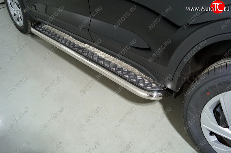 36 899 р. Пороги с площадкой 60,3 мм ТСС Тюнинг  Hyundai Creta  SU (2020-2022) (серые)  с доставкой в г. Пермь