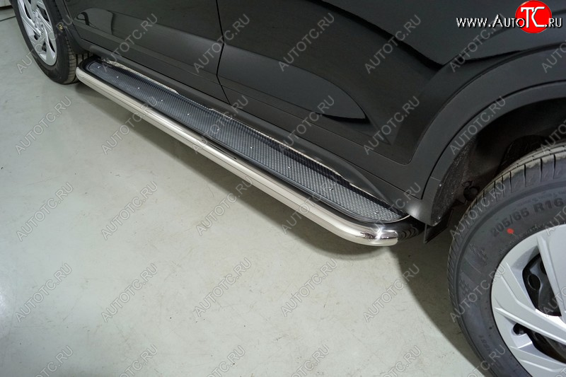 44 999 р. Пороги с площадкой 60,3 мм ТСС Тюнинг  Hyundai Creta  SU (2020-2022) (нержавейка)  с доставкой в г. Пермь