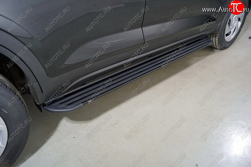 21 999 р. Пороги алюминиевые Slim Line ТСС Тюнинг  Hyundai Creta  SU (2020-2022) (Black)  с доставкой в г. Пермь