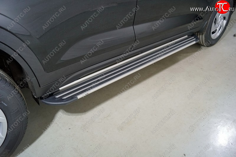 20 599 р. Пороги алюминиевые Slim Line ТСС Тюнинг  Hyundai Creta  SU (2020-2022) (Silver)  с доставкой в г. Пермь