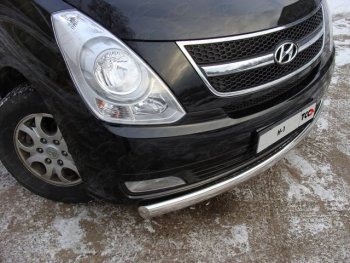 Защита переднего бампера нижняя 75*42 мм ТСС Тюнинг Hyundai Starex/Grand Starex/H1  TQ (2014-2018) рестайлинг (нержавейка)