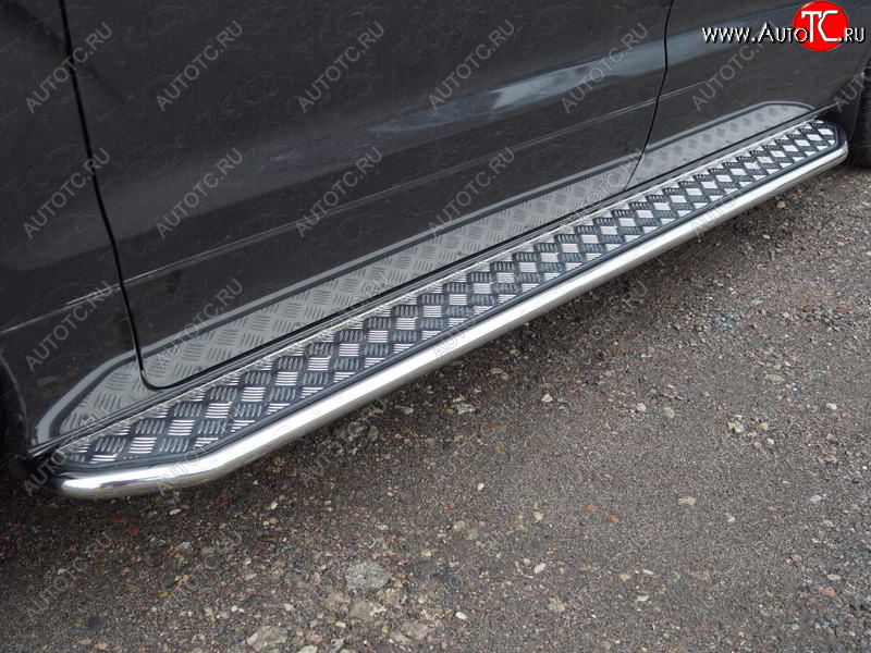 38 999 р. Пороги с площадкой 42,4 мм ТСС Тюнинг Hyundai Starex/Grand Starex/H1 TQ рестайлинг (2014-2018) (серые)  с доставкой в г. Пермь