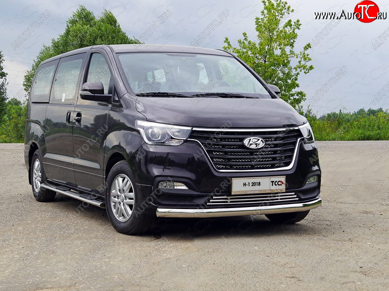 25 499 р. Защита переднего бампера нижняя овальная 75х42 мм ТСС Тюнинг Hyundai Starex/Grand Starex/H1 TQ 2-ой рестайлинг (2017-2022) (нержавейка)  с доставкой в г. Пермь