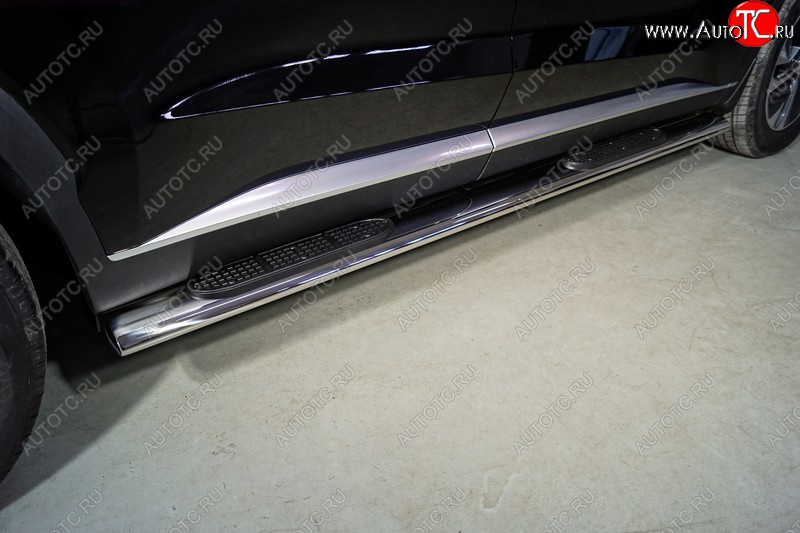 42 999 р. Пороги овальные с накладкой 120*60 мм ТСС Тюнинг  Hyundai Palisade  LX2 (2018-2022) (серые)  с доставкой в г. Пермь