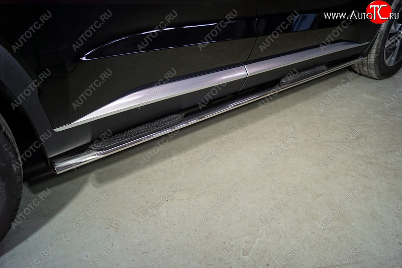 33 799 р. Пороги овальные с накладкой 75*42 мм ТСС Тюнинг  Hyundai Palisade  LX2 (2018-2022) (серые)  с доставкой в г. Пермь
