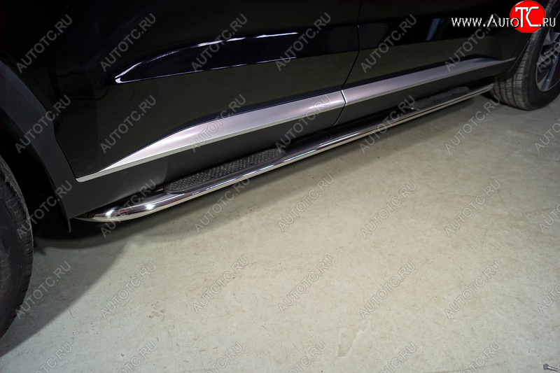 36 699 р. Пороги овальные гнутые с накладкой 75х42 мм  Hyundai Palisade  LX2 (2018-2022) (серые)  с доставкой в г. Пермь