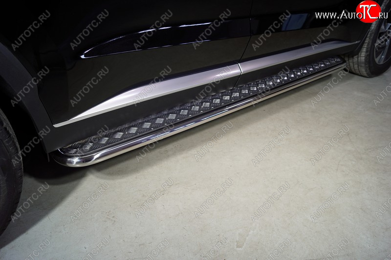 32 199 р. Пороги с площадкой 42,4 мм ТСС Тюнинг  Hyundai Palisade  LX2 (2018-2022) (серые)  с доставкой в г. Пермь