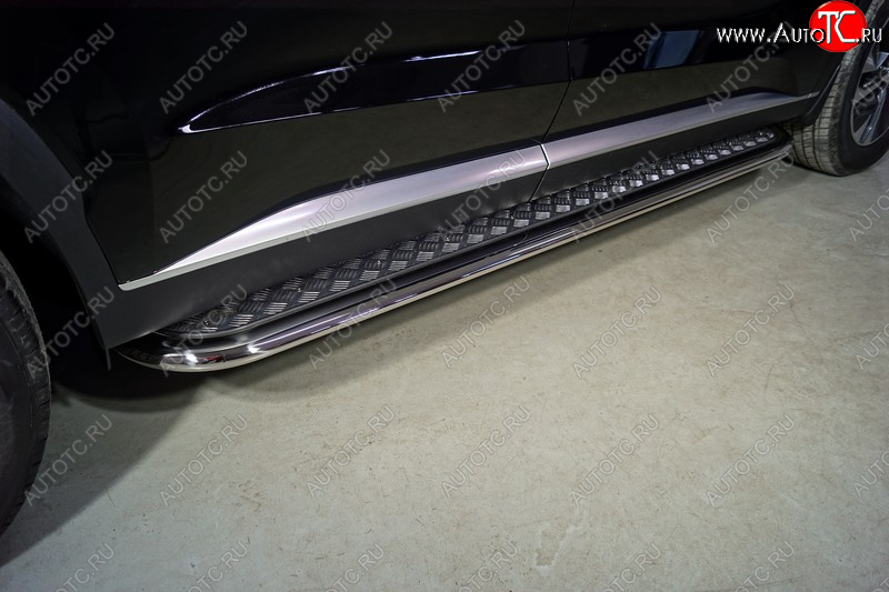 44 999 р. Пороги с площадкой 75х42 мм ТСС Тюнинг Hyundai Palisade LX2 (2018-2022) (серые)  с доставкой в г. Пермь