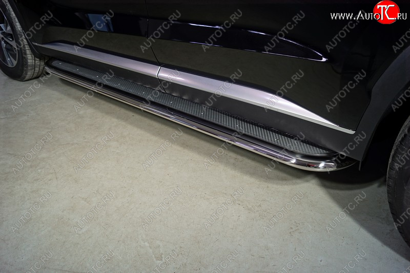53 999 р. Пороги с площадкой 75х42 мм ТСС Тюнинг Hyundai Palisade LX2 (2018-2022) (нержавейка)  с доставкой в г. Пермь