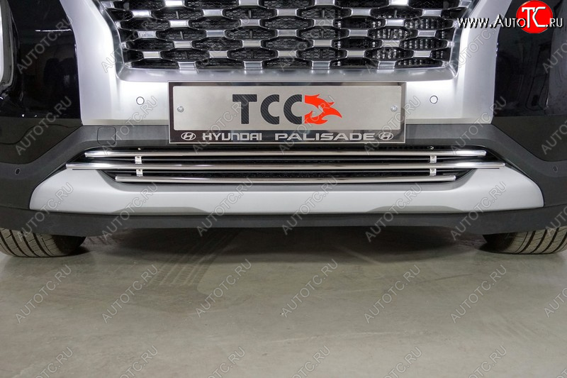 7 349 р. Нижняя декоративная вставка в бампер ТСС Тюнинг  Hyundai Palisade  LX2 (2018-2022) (d 16 мм )  с доставкой в г. Пермь