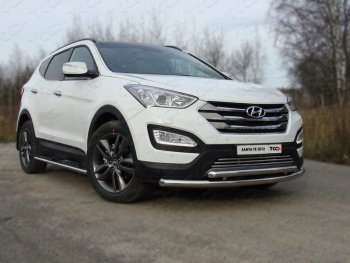 Защита переднего бампера нижняя d60,3*50,8 мм ТСС Тюнинг Hyundai Santa Fe DM дорестайлинг (2012-2016) (нержавейка)