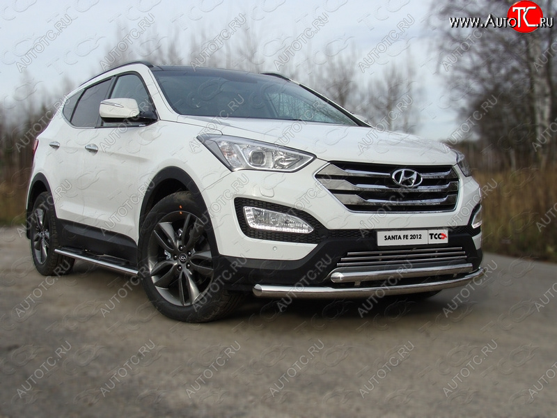 21 999 р. Защита переднего бампера нижняя d60,3*50,8 мм ТСС Тюнинг  Hyundai Santa Fe  DM (2012-2019) дорестайлинг, рестайлинг (нержавейка)  с доставкой в г. Пермь