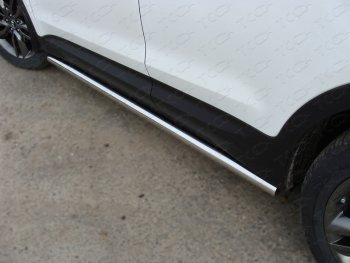 Защита порогов труба d60,3 мм ТСС Тюнинг Hyundai Santa Fe DM дорестайлинг (2012-2016) (серые)