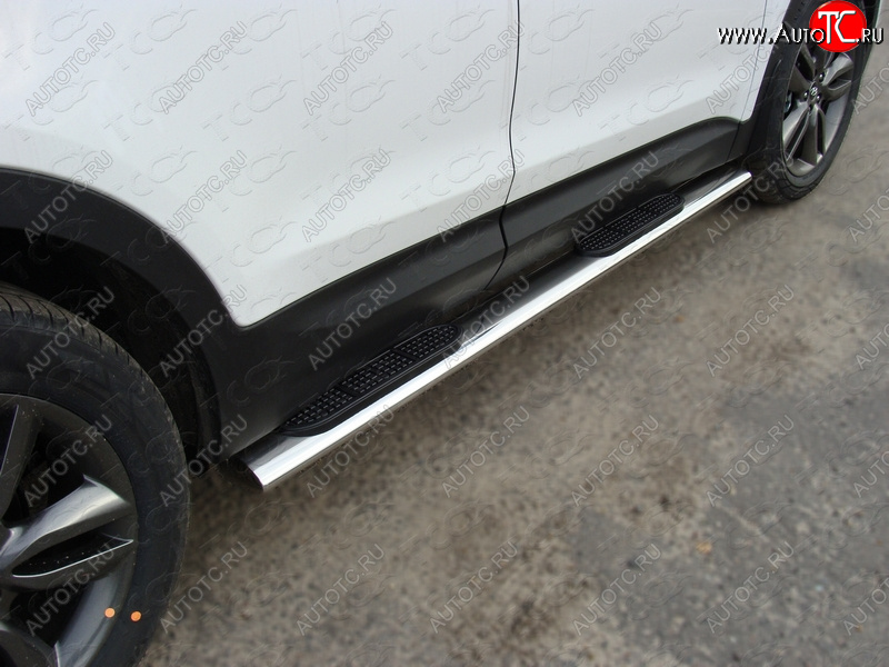 40 799 р. Пороги овальные с накладкой 120*60 мм ТСС Тюнинг Hyundai Santa Fe DM дорестайлинг (2012-2016)  с доставкой в г. Пермь