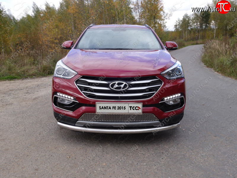 15 999 р. Защита переднего бампера нижняя d60,3 мм ТСС Тюнинг  Hyundai Santa Fe  DM (2015-2019) рестайлинг (нержавейка)  с доставкой в г. Пермь