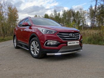 Защита переднего бампера нижняя с ДХО 60,3 мм ТСС Тюнинг Hyundai Santa Fe  DM (2015-2019) рестайлинг