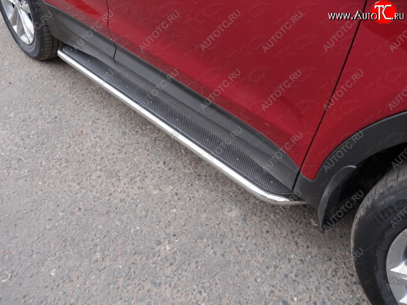 38 999 р. Пороги с площадкой 42,4 мм ТСС Тюнинг  Hyundai Santa Fe  DM (2015-2019) рестайлинг (нержавейка)  с доставкой в г. Пермь