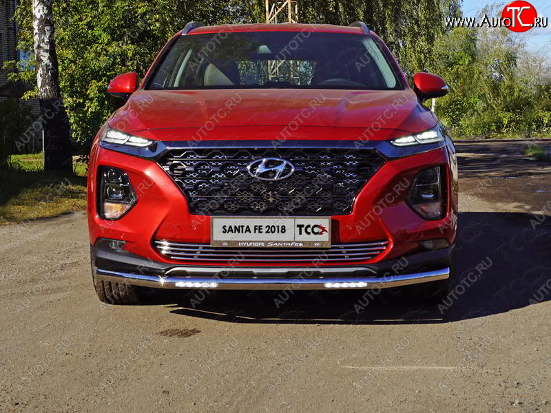 31 899 р. Защита переднего бампера нижняя с ДХО 60,3 мм ТСС Тюнинг  Hyundai Santa Fe  TM (2018-2021) дорестайлинг (нержавейка)  с доставкой в г. Пермь