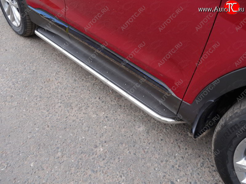 41 749 р. Пороги с площадкой 42,4 мм ТСС Тюнинг Hyundai Santa Fe TM дорестайлинг (2018-2021) (нержавейка)  с доставкой в г. Пермь