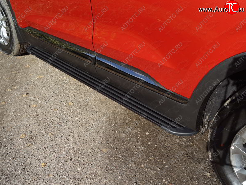 21 999 р. Пороги алюминиевые Slim Line ТСС Тюнинг  Hyundai Santa Fe  TM (2018-2021) дорестайлинг (Black)  с доставкой в г. Пермь