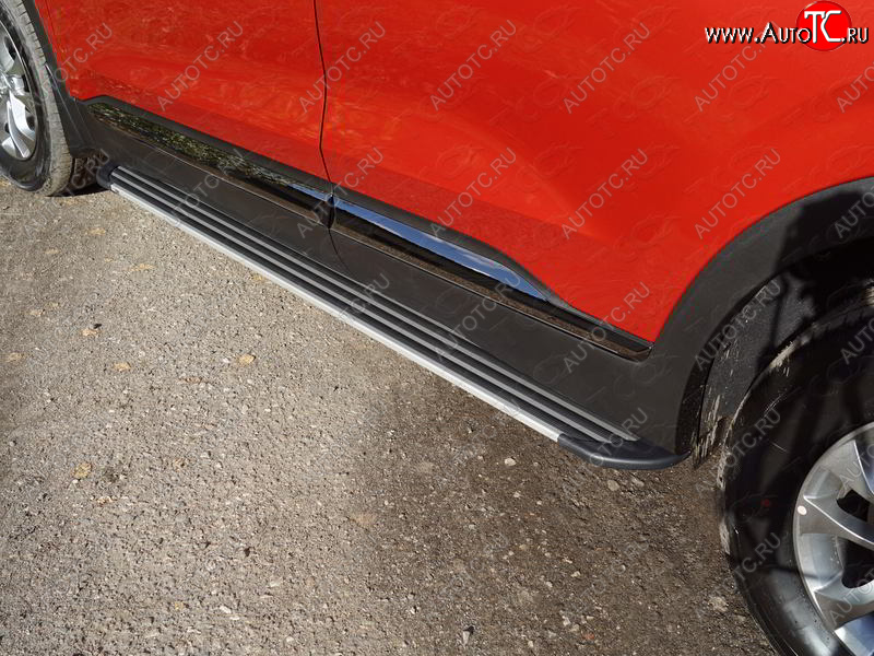 20 599 р. Пороги алюминиевые Slim Line ТСС Тюнинг  Hyundai Santa Fe  TM (2018-2021) дорестайлинг (Silver)  с доставкой в г. Пермь