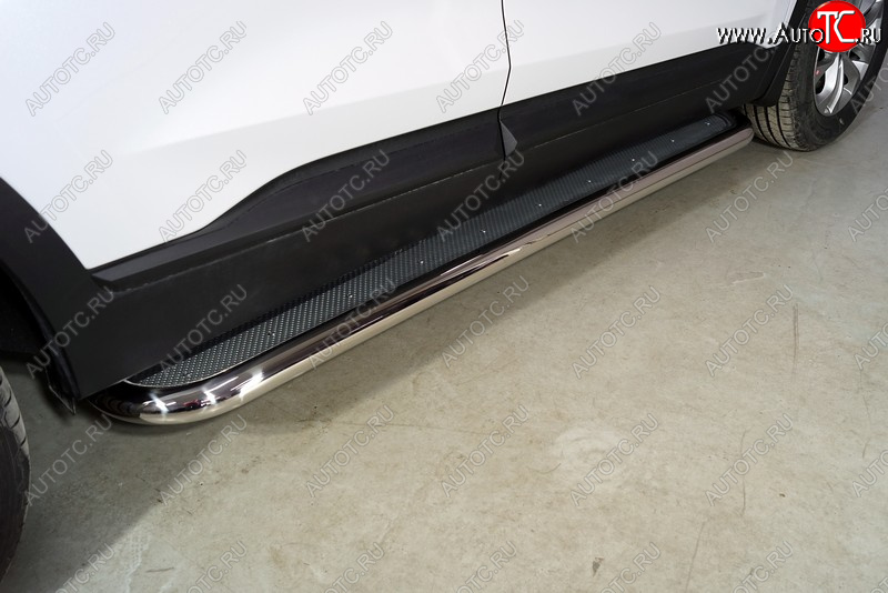 42 999 р. Пороги с площадкой 60,3 мм ТСС Тюнинг Hyundai Santa Fe TM рестайлинг (2020-2022) (нержавейка)  с доставкой в г. Пермь