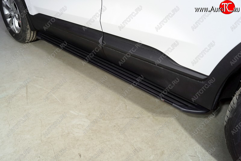 21 999 р. Пороги алюминиевые Slim Line ТСС Тюнинг  Hyundai Santa Fe  TM (2020-2022) рестайлинг (Black)  с доставкой в г. Пермь