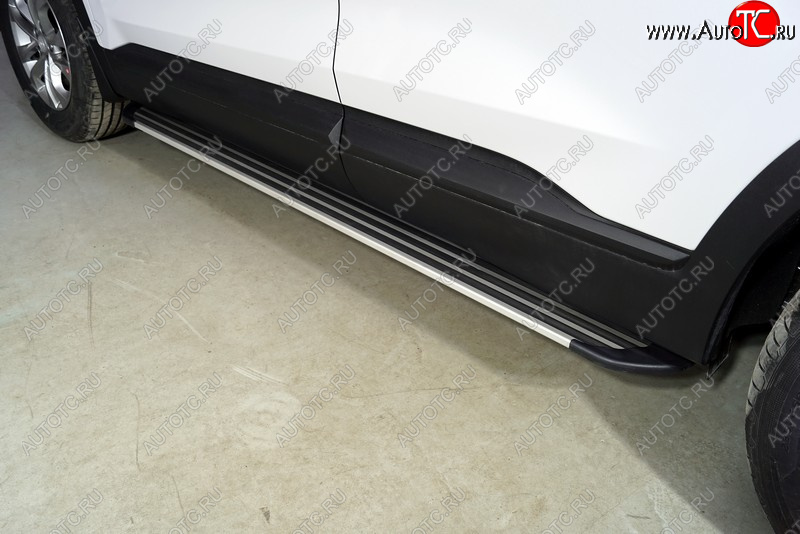 20 599 р. Пороги алюминиевые Slim Line ТСС Тюнинг  Hyundai Santa Fe  TM (2020-2022) рестайлинг (Silver)  с доставкой в г. Пермь