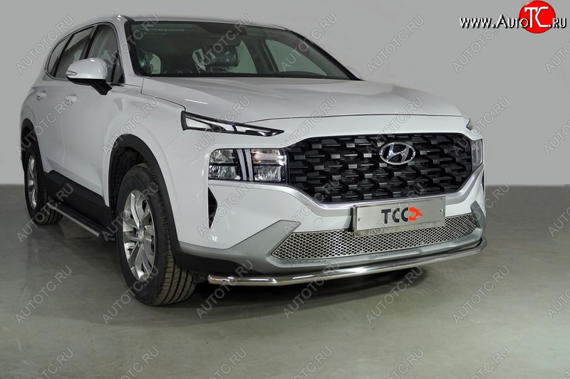 17 099 р. Защита переднего бампера нижняя d42,4 мм ТСС Тюнинг  Hyundai Santa Fe  TM (2020-2022) рестайлинг (нержавейка)  с доставкой в г. Пермь