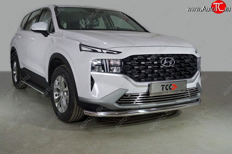 20 749 р. Защита переднего бампера нижняя d60,3 мм ТСС Тюнинг  Hyundai Santa Fe  TM (2020-2022) рестайлинг (нержавейка)  с доставкой в г. Пермь