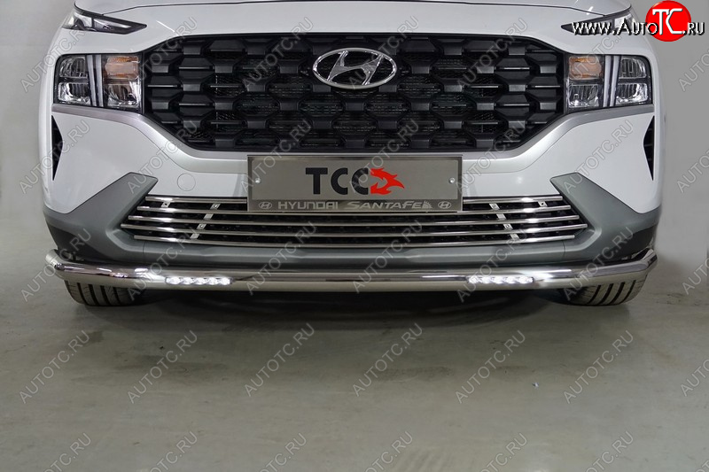 36 299 р. Защита переднего бампера нижняя с ДХО 60,3 мм ТСС Тюнинг  Hyundai Santa Fe  TM (2020-2022) рестайлинг (нержавейка)  с доставкой в г. Пермь