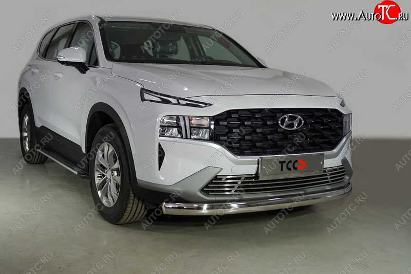 23 899 р. Защита переднего бампера нижняя овальная 75х42 мм ТСС Тюнинг  Hyundai Santa Fe  TM (2020-2022) рестайлинг (нержавейка)  с доставкой в г. Пермь