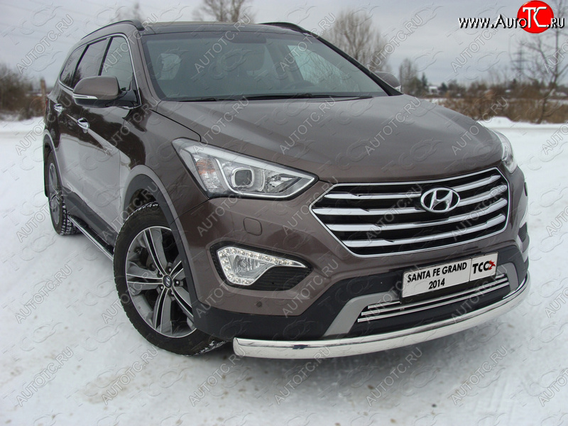 18 999 р. Защита переднего бампера нижняя овальная 75х42 мм ТСС Тюнинг  Hyundai Grand Santa Fe  1 DM (2013-2016) дорестайлинг (нержавейка)  с доставкой в г. Пермь