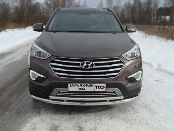 Декоративная вставка переднего бампера ТСС Тюнинг Hyundai Grand Santa Fe  1 DM (2013-2018) дорестайлинг, рестайлинг (d 16 мм)