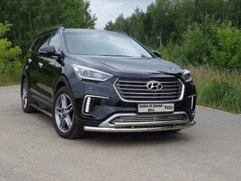 Декоративная вставка переднего бампера (без круиз-контроля) ТСС Тюнинг Hyundai Grand Santa Fe  1 DM (2016-2018) рестайлинг (d 12 мм)