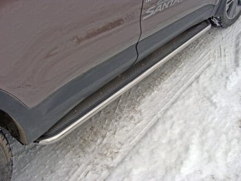 Пороги с площадкой 42,4 мм ТСС Тюнинг Hyundai Grand Santa Fe  1 DM (2016-2018) рестайлинг