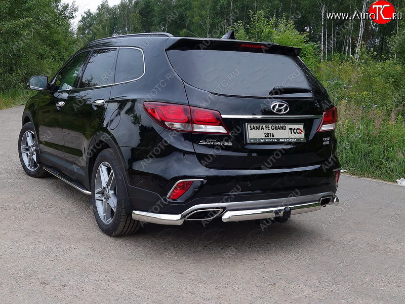 15 899 р. Защита задняя (центральная овальная 75х42 мм) ТСС Тюнинг  Hyundai Santa Fe  DM (2015-2019) рестайлинг  с доставкой в г. Пермь