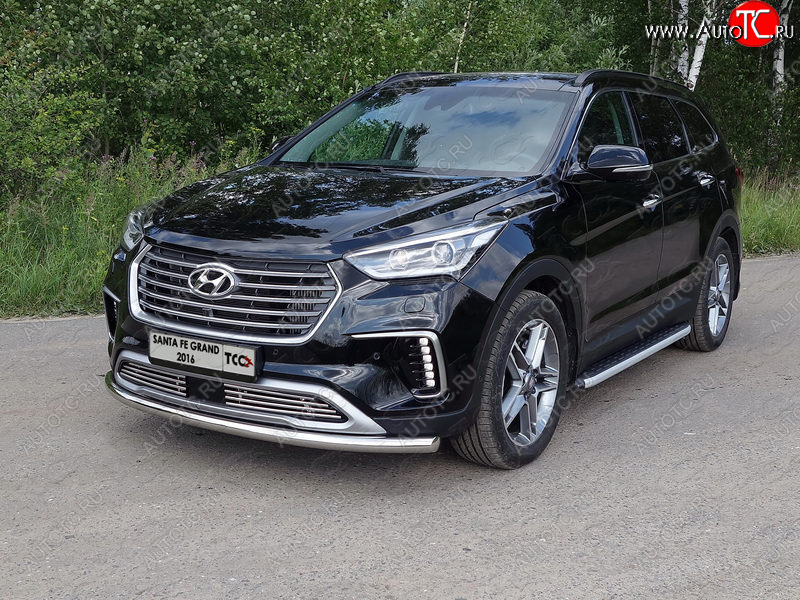 7 349 р. Декоративная вставка в бампер ТСС Тюнинг  Hyundai Grand Santa Fe  1 DM (2016-2018) рестайлинг (d 12 мм)  с доставкой в г. Пермь