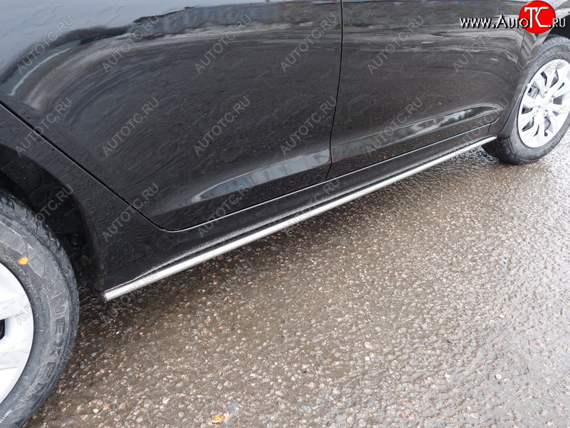 11 749 р. Защита порогов алюминий 42,4 мм, ТСС Тюнинг  Hyundai Solaris  HCR (2017-2020) седан дорестайлинг  с доставкой в г. Пермь