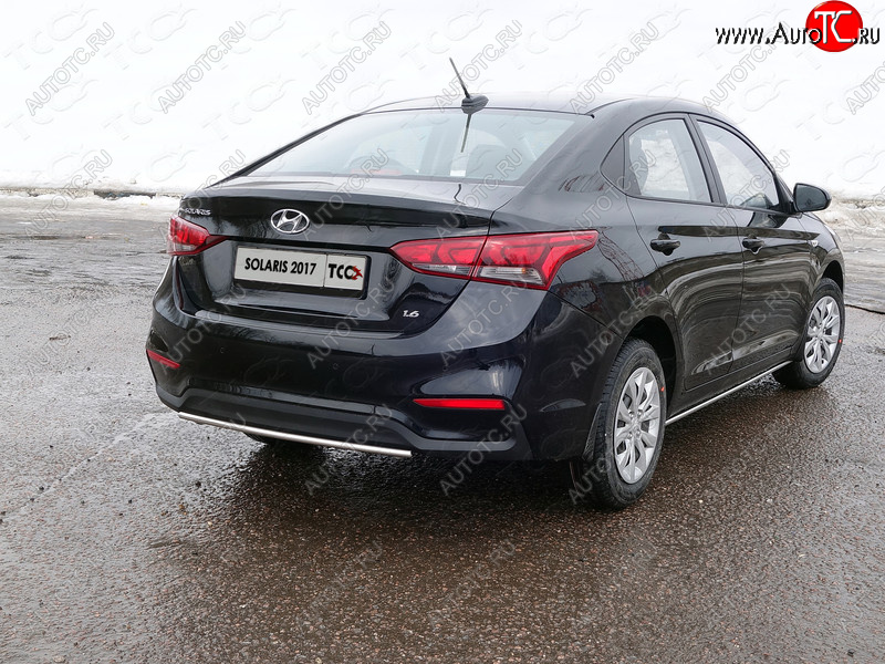 5 849 р. Защита задняя (центральная d25 мм), ТСС Тюнинг  Hyundai Solaris  HCR (2017-2020) седан дорестайлинг (центральная)  с доставкой в г. Пермь