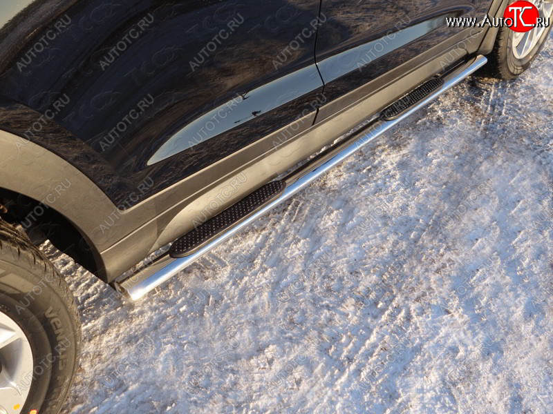 29 749 р. Пороги овальные с накладкой 75х42 мм ТСС Тюнинг  Hyundai Tucson  TL (2015-2018) дорестайлинг (серые)  с доставкой в г. Пермь