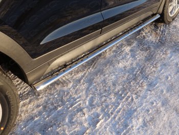 Пороги овальные с проступью 75х42 мм ТСС Тюнинг Hyundai Tucson  TL (2015-2018) дорестайлинг (серые)