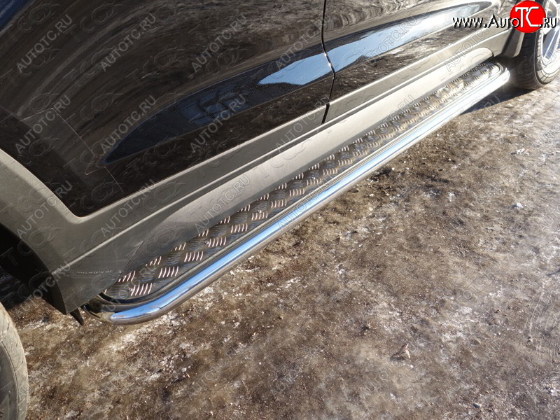27 849 р. Пороги с площадкой 42,4 мм ТСС Тюнинг Hyundai Tucson TL дорестайлинг (2015-2018) (серые)  с доставкой в г. Пермь