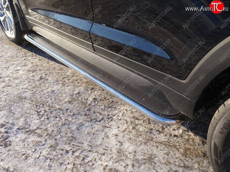 36 999 р. Пороги с площадкой 42,4 мм ТСС Тюнинг Hyundai Tucson TL дорестайлинг (2015-2018) (нержавейка)  с доставкой в г. Пермь