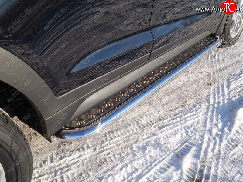31 999 р. Пороги с площадкой 60,3 мм ТСС Тюнинг Hyundai Tucson TL дорестайлинг (2015-2018) (серые)  с доставкой в г. Пермь
