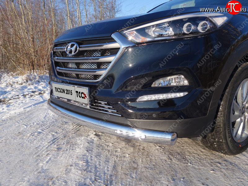 40 999 р. Защита передняя нижняя овальная с ДХО 75х42 мм ТСС Тюнинг Hyundai Tucson TL дорестайлинг (2015-2018) (нержавейка)  с доставкой в г. Пермь