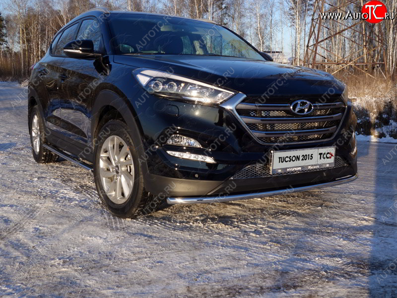 15 999 р. Защита переднего бампера нижняя d42,4 мм ТСС Тюнинг Hyundai Tucson TL дорестайлинг (2015-2018) (нержавейка)  с доставкой в г. Пермь